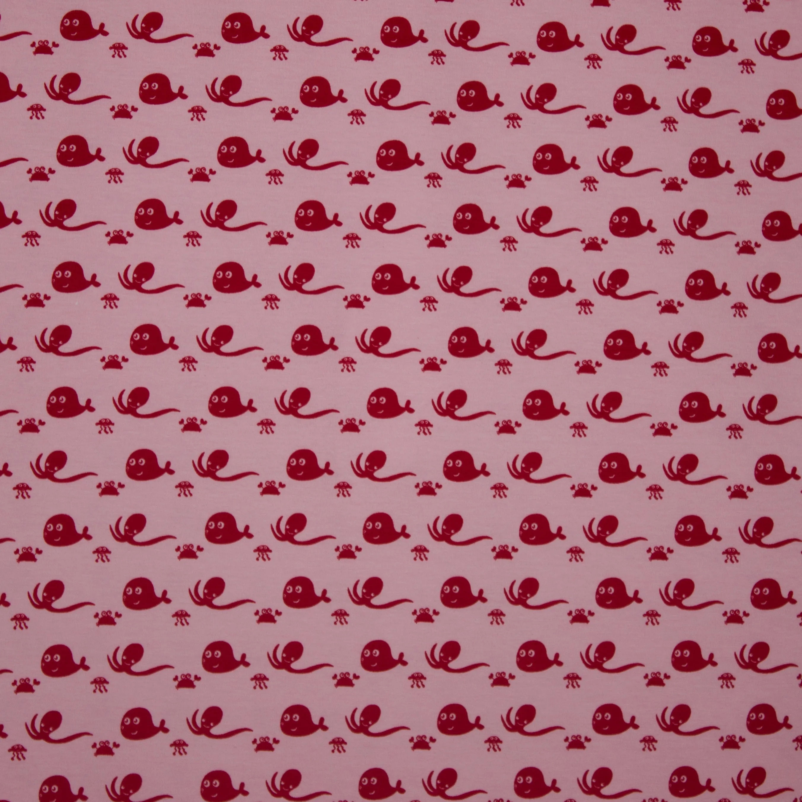 katoen tricot met octopus en walvisje
